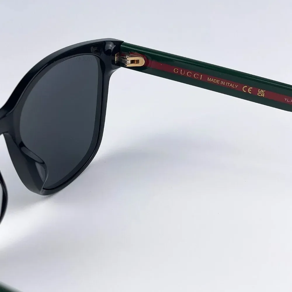 🔥Gucci GG0417SK 001 Sunglasses Black Multicolour Grey Oval Unisex